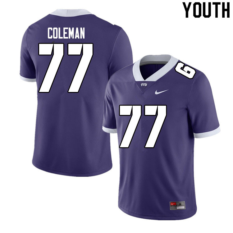 Youth #77 Brandon Coleman TCU Horned Frogs College Football Jerseys Sale-Purple - Click Image to Close